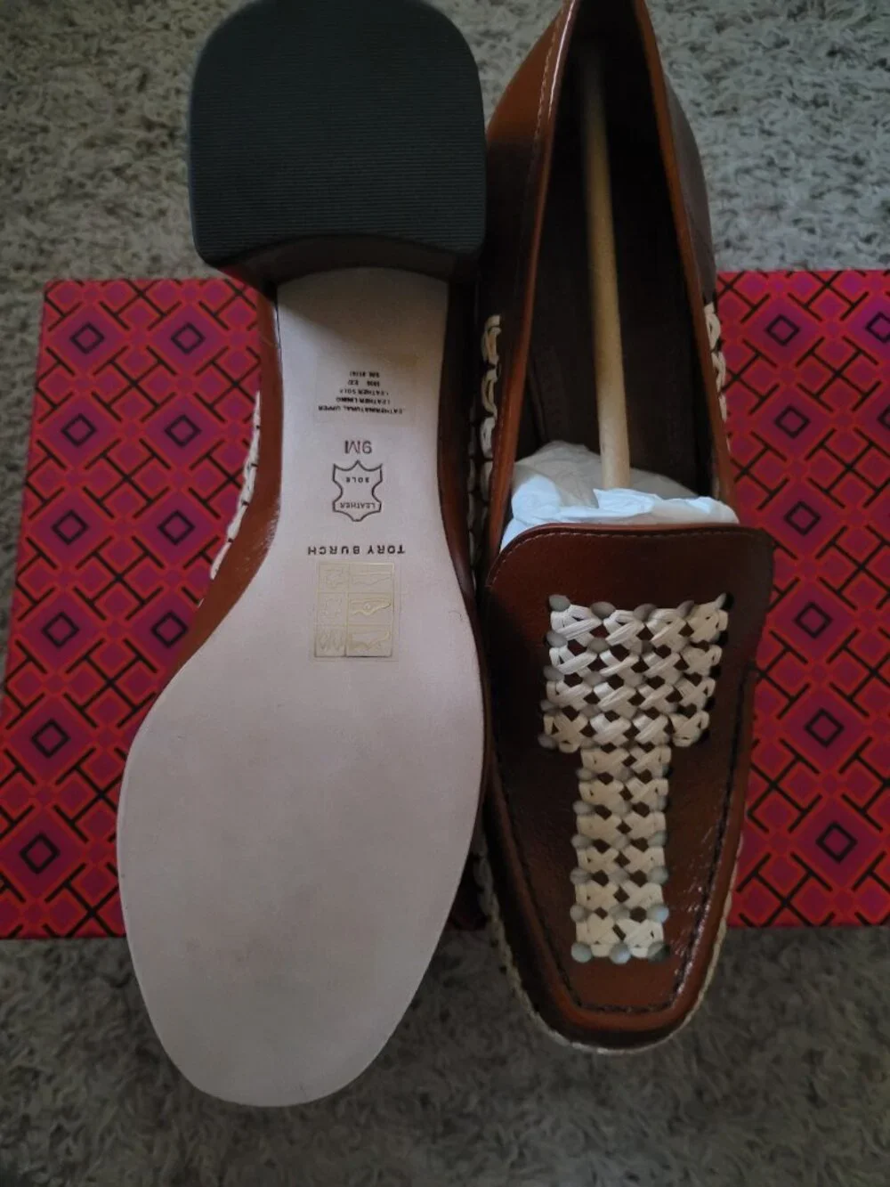 NIB Tory Burch Woven Raffia 55M< Loafer 9
